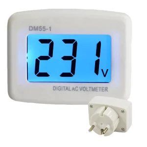 DM55-1 AC 80-300V Voltage Meter Plug Volt Meter LCD Digital Display Voltmeter Testers 15%