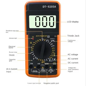 DT9205A Digital Display Multi function Multimeter Electrician Maintenance Intelligent Burn proof High precision Multimeter