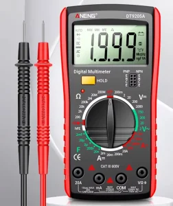 DT9205A True RMS Digital Multimeter AC/DC Current Tester with HFE Ohm Capacitance and Voltage Measurement