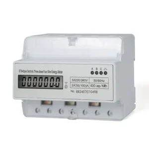 DTS 7P Guide Rail Three Phase Four Wire 380V LCD Electric Energy Meter High Power Capacity Class 1.0 Accuracy