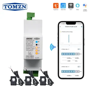 DTS238-2L3W WiFi Three Circuit Single Phase Energy Meter 100A 85-300V 50/60Hz LCD kWh Monitor RS485 Modbus-RTU Class 1