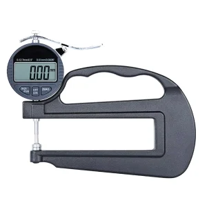 Deep Throat Digital Thickness Gauge Micrometer with 0-10mm and 0-25mm Probes, Dual Range, 6 Month Warranty