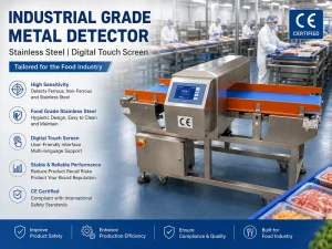 Detector De Metales Para La Industria Alimentaria Stainless Steel with Digital Touch Screen