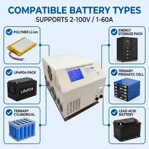Digital 2-100V 1-60A 18650 Battery Capacity Tester and Charger