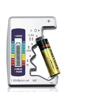 Digital Battery Tester with LCD Display for C, D, N, AA, AAA, 9V, 1.5V and Button Cell Batteries