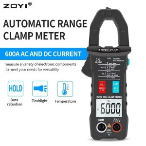 Digital Clamp Meter ZT-QB9 AC/DC 600A Current Voltage Ohm Capacitance TEMP Auto Range True RMS Backlight 4-Digit NCV
