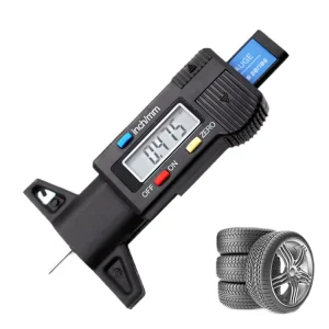 Digital LCD Tire Tread Depth Gauge Inch/MM Conversion 0-0.98 Inches ABS 43g