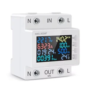 Digital Multifunctional Voltage and Current Meter 170-300V/63A Multifunctional Rail Voltage Meter