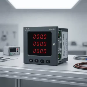 Digital Three Phase Voltmeter ES96 U3 3 Line LED Display Voltage Meter with RS485 Modbus RTU Panel Mounted EsatSong