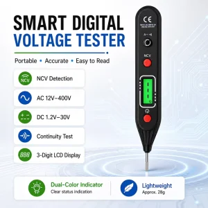 Digital Voltage Tester Pen Non-Contact AC/DC Electric Tester with LCD Display NCV Continuity Test for Electrician