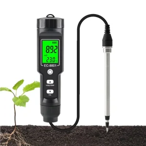 Digital Waterproof Portable 2 in 1 Soil EC Temperature Test Meter for Farm Garden Planting