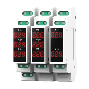 Din Rail 18mm Single Phase Three Phase Voltage Meter AC 80 500V 220V 380V Modular Voltmeter Indicator LED Digital Display