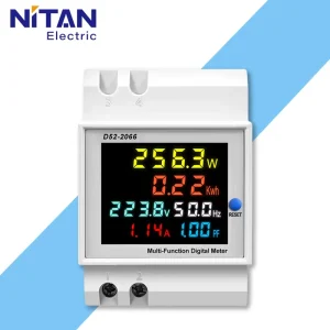 Din Rail Multi Function Energy Meter D52 AC 110V 220V 100A KWh Watt Voltmeter Ammeter with Power Outage Memory