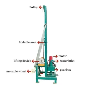 Dolphin Electric Drilling Rig Motor Folding Shelf Portable Household Farm Use Max.80m Drilling Depth Water Well Drilling Machine