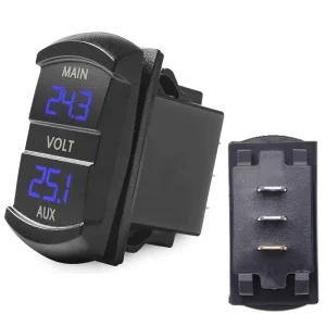 Dual Battery Voltmeter LED Digital Display 12 24V Marine Rocker Switch Style Battery Monitor Double Voltmeter for Car Truck RV