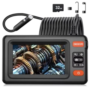 Dual Lens with Light 1920P HD Industrial Endoscope Inspection Camera with 4.3″ IPS Flexible Video Borescope for Car Pipeline