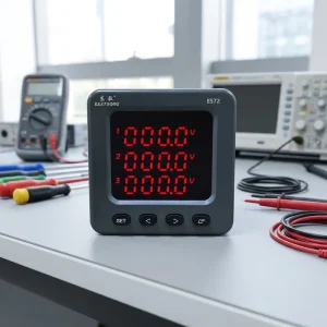 EASTSONG ES72 72mm Three Phase Multifunction Energy Meter 0.5 Class 0.2% Accuracy kWh Active Reactive Power Factor Red LED