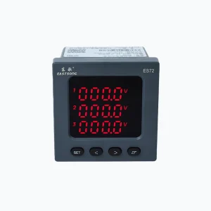 EASTSONG ES72 72mm ThreePhase Power Meter 0.5 Class kWh Four-Quadrant Active Reactive Power Factor 2DI RS485 Modbus Red LED IP65