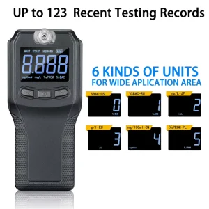 EK912 Breathalyzer, Black, 1s Response, Lithium Battery, Electrochemical Alcohol Testing