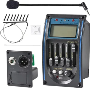 EQ PM Professional Amplifier Acoustic Guitar Preamp Pickup 5 Band Equalizer LCD Tuner Built in Microphone Piezo System Plastic