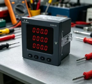 ES96 U3 96x96mm Three Phase Digital Voltmeter AC 1000V Red LED RS485 Modbus RTU 0.5 Class IP65 Protection Meter