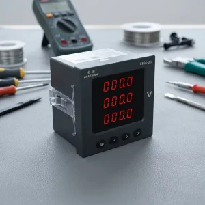ES96 U3 Three Phase AC Digital Voltmeter Red LED 100V 220V 380V 1000V 3 Phase Panel Meter RS485 Modbus RTU IP65 Class