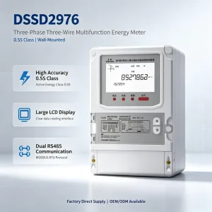 EastSong 0.5S Class 3P3W 50 60Hz Electronic Multi Function Wall Mount Energy Meter (DSSD2976) With LCD& 2 Way RS485