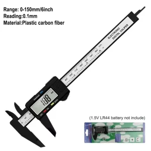 Electronic Digital Caliper 0-150mm LCD Plastic Vernier Caliper Long Claw Micrometer Inner and Outer Diameter Measuring Tools