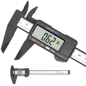 Electronic Digital Vernier Caliper 0-150 mm / 0-6 in Plastic Carbon Fiber LCD Display 0.1 mm Resolution