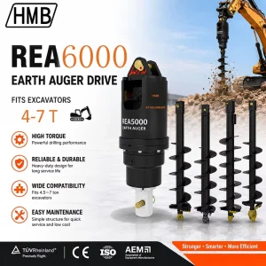 Excavator Attachments Universal Excavator Earth Auger Drive High Torque Hydraulic Tungsten Wear Resisting Hole Digger Drill