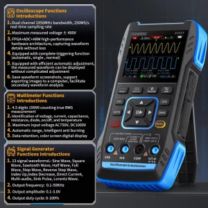 FNIRSI 2C53T Dual-channel 50M Digital Oscilloscope 4-bit Semi-multimeter Signal Generator Three-in-one 0.25 GS/s