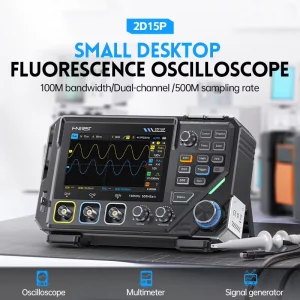 FNIRSI 2D15P 100MHZ 500MSa/s 2CH Desktop Digital Phosphor Oscilloscope with 4.5 Digit TRMS Multimeter and Signal Generator