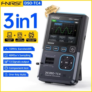 FNIRSI DSO-TC4 Portable 3-IN-1 Multifunctional Oscilloscope 10MHz 48MSa/s Transistor Tester Signal Generator 2.8inch TFT Display