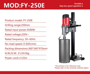 FY 250E 250MM High Stand Concrete Core Drilling Machine Tools for Drilling Professional Manufacturer
