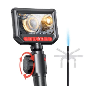 Factory 2 Way Rotation Industrial Articulated Borescope 6mm 1m Semi Rigid 4.3Inch Screen 360° Steering Endoscope Camera