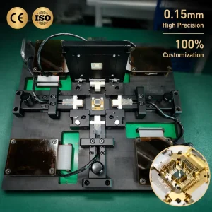 Factory OEM Six sided Aluminum Alloy 3D Chip Test Fixture 0.15mm Probe Hole Semiconductor IC Testing Equipment
