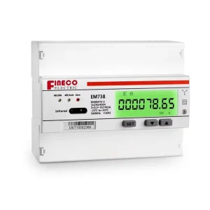 Fineco EM738 Three Phase Smart Power Meter 3*230 400V 10(100)A Solar Wattmeter Modbus RTU Communication 3 Digit Energy Meter