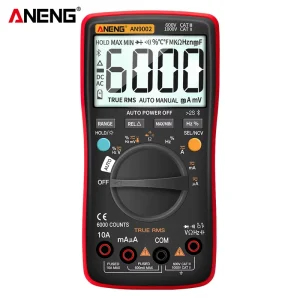 For AN9002 Professional Digital True RMS Multimeter 6000 Counts AC DC Current Voltage Auto Range 750V AC 1000V DC 4 Digit