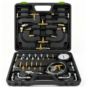 Fuel Injection Pressure Tester Kit TU 443 0 140 PSI Fuel Pressure Gauge for Auto Fuel System Diagnostic Tools