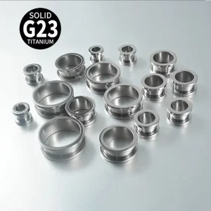 G23 Titanium Screw Thread Ear Plug Gauges Multi-Size Body Piercing Jewelry for Piercing Studios