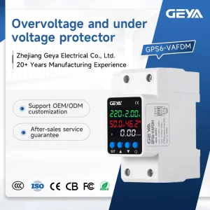 GEYA GPS6 VAFDM 40A 63A 80A 100A Smart 6 in 1 Over under Voltage & Current Protection with Energy Metering and Power Monitoring