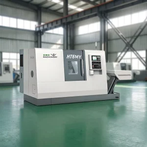 German High Accuracy 2 Axis Slant Bed CNC Lathe with Automatic Turning Center Haas Control Turret HT6MY Model