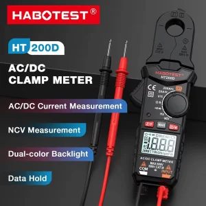 HABOTEST HT200D Auto Ranging Clamp Meter AC DC Current 200A 600V True RMS Handheld Digital Multimeter Capacitance Measurement