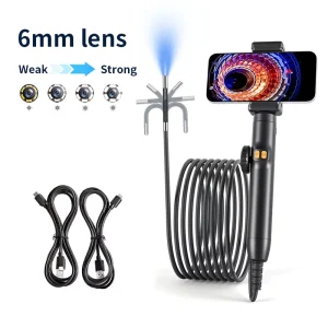 HD Articulating Borescope 6 LEDs IP67 Rated 80 Field View 20-150mm Depth Field Industrial Endoscope Camera Android IOS JPEG MP4