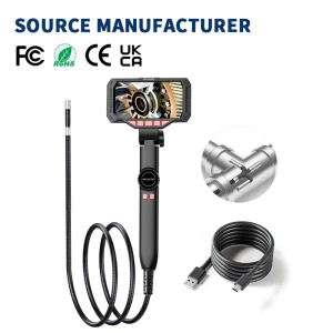 HD Resolution Borescope 6 LED Lights 4.5 Inch IPS Display Semi-Rigid Snake Articulating Borescope Industrial Endoscope Camera