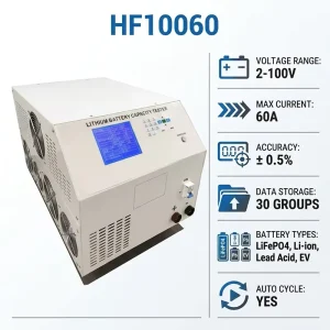 HF10060 Multifunction Lithium Battery Capacity Tester, 100V 60A, Charge/Discharge, 110V/220V Automatic Cycle for Li-Ion Battery Packs