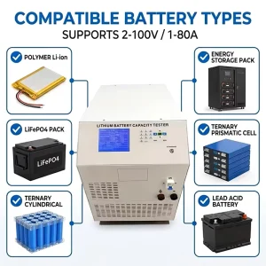 HF10080 2V-100V 1A-80A Lithium-Ion Cell Analyzer and Battery Capacity Tester for Charging and Discharging, CE