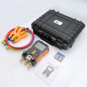 HT-750 Vacuum Manifold Instrument Air Conditioning Car Digital Pressure Meter Valve Refill Fluorine Refrigerant Meter