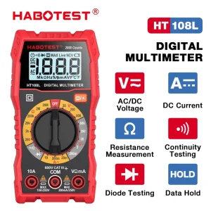 Habotest HT108L 2000 Counts 600V Ohm True RMS Manual Range Basic Multi Tester Electrical Meter Digital Multimeter Tool