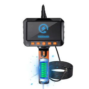 Handheld Endoscope T27 Pipeline Inspection Camera 8mm Lens 1080P video record with 5′ Screen Borescope Camera 5m Hard Cable